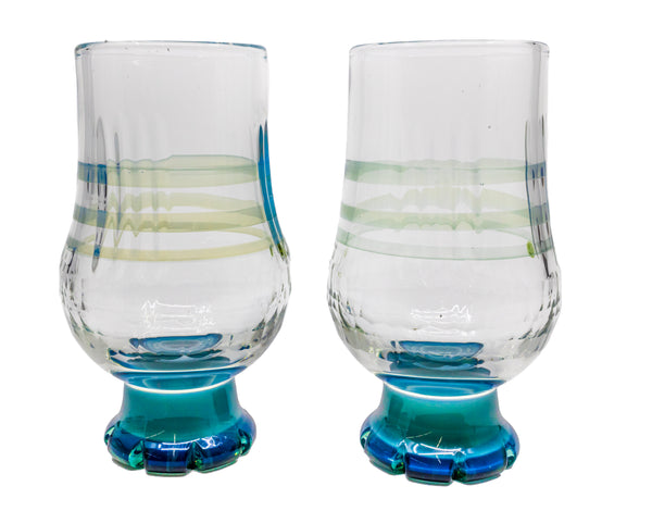 Teal Faceted Scotch Set (Pair)